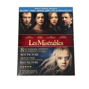 Les Miserables Blu-ray DVD + Digital Hugh Jackman Anne Hathaway W/ Slipcover CIB